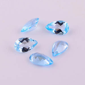 Topaze bleu ciel naturelle de qualité AAA en gros, forme poire facettée, 14x10 mm, pierre précieuse en vrac pour la fabrication de bijoux, bagues, boucles d'oreilles, pendentifs - Product Image 5