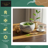 Bol à Matcha en Marbre de Luxe de Qualité Supérieure, Fourniture Directe Usine, Design Artisanal d'Inspiration Japonaise, Essentiel pour la Cérémonie du Thé