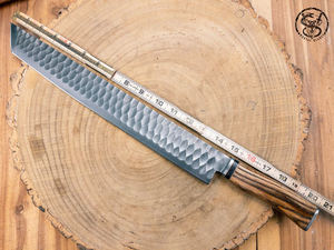 El mejor cuchillo rebanador de núcleo de acero de Damasco con logotipo personalizado, mango de madera de espiga completa, cuchillo rebanador de cocina para carne y verduras - Product Image 3
