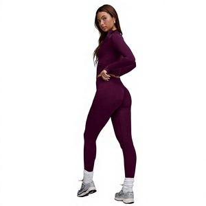 Ensemble de yoga pour filles, séchage rapide, matière Spandex/Nylon, sans couture, antibactérien, logo personnalisé, ensemble de sport 2 pièces - Product Image 2