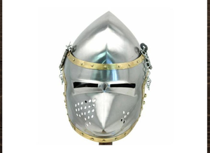 Découvrez une véritable armure médiévale fabriquée à la main en acier et en laiton Casques de combat prêts à l'emploi fabriqués par des artisans indiens qualifiés pour la décoration - Product Image 5