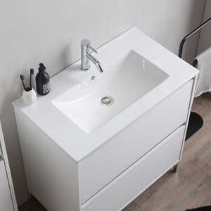 Meuble de salle de bain autoportant blanc effet bois de 60 cm avec vasque pour salles de bain modernes à Lyon - Product Image 3