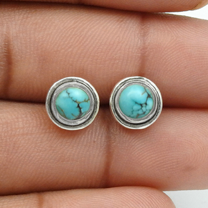 Pendientes de tuerca Unisex de Plata de Ley 925 exclusivos a la moda, joyería de piedra turquesa para boda, fiesta, compromiso, regalo de aniversario - Product Image 4