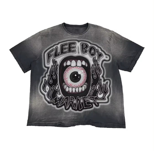 T-shirt vintage en coton délavé à l'acide, surdimensionné, à épaules tombantes, imprimé streetwear, personnalisé pour homme - Product Image 5