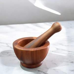 Juego de Mortero y Maja de Madera Rústica |   Acabado Artesanal |   Venta al por Mayor a Granel - Product Image 1