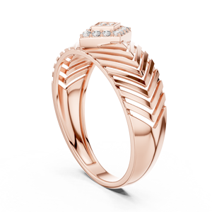 Anillo de Diamantes Moderno con Banda Texturizada en Chevron |   Joyería de Lujo de Diseñador - Product Image 1