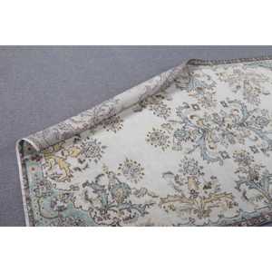 พรมตุรกีขนาด 3.6x7.2 ฟุต พรมวินเทจ ลายต้นไม้และพืชสีน้ำเงินขาว พรมขนสัตว์ - Product Image 5