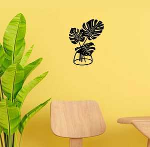 งานศิลปะติดผนังโลหะรูปใบไม้สีดำแบบกำหนดเองตามความต้องการสูง ขายดีที่สุดของผู้ค้าส่งออนไลน์บน Amazon งานศิลปะติดผนังแบบมีกาวในตัว ดีไซน์เรียบหรูสไตล์อาร์ตเดโค ทำจากเหล็ก - Product Image 2