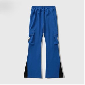 Pantalones de chándal de retazos personalizados de cintura alta para hombre, ropa de calle de tela de felpa acampanada en capas, cintura elástica, contraste de Color en capas - Product Image 2