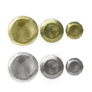 Plat de service rond en or de qualité supérieure pour le dîner d'occasion de mariage plateau et assiette décoratifs personnalisés fabriqués en Inde - Product Image 5