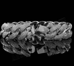 VVS Moissanite Bracelet en argent sterling 925 22MM 8 pouces Bracelet plaqué or blanc - Product Image 4