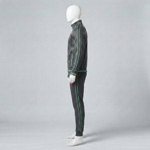Conjunto Deportivo para Hombre en Gris Carbón, Chaqueta Deportiva con Cierre Completo, Pantalones Jogger con Ribete Verde, Ropa Deportiva para Entrenamiento, Gimnasio, Running y Fitness - Product Image 2
