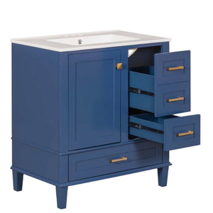 Bathroom <b>Vanity</b> <b>Table</b>, Bathroom Cabinet with Washbasin, Combination with Custom Size Closed Door, Blue Color - Product Image 4