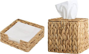 Haute Qualité Bambou Jacinthe D'eau Boîte À Mouchoirs Titulaire Serviette De Stockage avec Des Caractéristiques Décoratives pour Cuisine Salle De Bains Chambre Bureau - Product Image 4