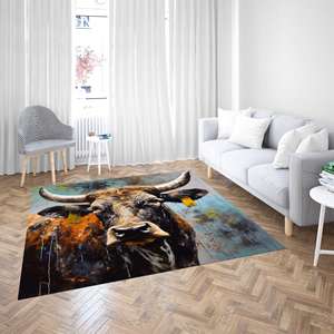 Tapis imprimé charmant : Tapis motif vache, Décoration de ferme, Tapis antidérapant, Tapis à poils doux - Product Image 3