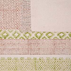 พรมผ้าฝ้าย100% สำหรับตกแต่งบ้านลาย rajasthani งานปักลายผ้าคอตตอน3x6 4x8 8X10 - Product Image 1