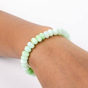Pulsera de cuentas lisas de ópalo verde con acabado suave de piedra auténtica de primera calidad al por mayor con longitud ajustable para fiesta de mujer y estilo informal - Product Image 2