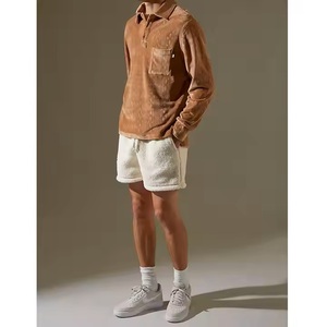 2025 Men's Summer Sherpa Fleece Board <b>Shorts</b> Casual Mid-Waist With Double Pockets Solid Pattern Painted <b>Decoration</b> Plain Dyed - Product Image 5