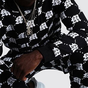 Ensemble de survêtements à capuche en éponge française 100% coton épais survêtements personnalisés délavés à l'acide ensemble unisexe de survêtement imprimé - Product Image 5