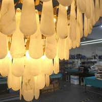 Lustre en albâtre de haute qualité, taille et style personnalisés, ovale/carré, commande sans fil, hauteur réglable pour villa, salon