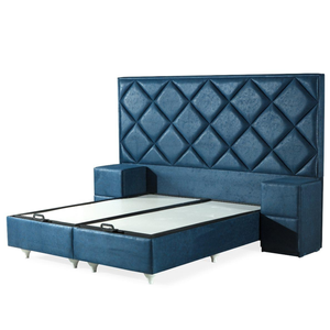 Ensemble de chambre de luxe 'RELAX' Design rembourré velours lin base de rangement tête de lit banc pour hôtels villas meubles de maison bois - Product Image 3