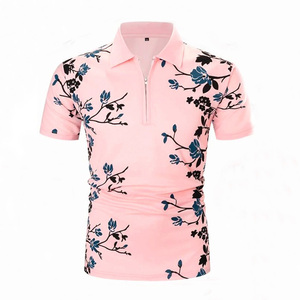 Polos con estampado personalizado para hombre, media cremallera, informal, manga corta, moda de verano, Polo transpirable, OEM, venta al por mayor - Product Image 1