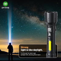 Lampe torche LED COB rechargeable à lentille Fresnel super lumineuse, avec focalisation réglable USB et lumière latérale d'urgence