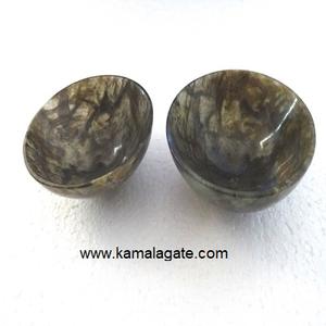 Pierre précieuse 3 pouces Labrodolite Agate bol cristal naturel sculpté pierre semi-précieuse artisanat guérison artisanat Inde pierre précieuse matériel - Product Image 4