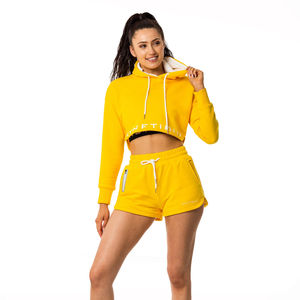 Chaqueta corta de algodón con parte superior recortada y cremallera de talla grande XL para mujer de alta calidad, Sudadera con capucha de lana de secado rápido para otoño - Product Image 1