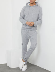 Venta al por mayor de peso pesado de algodón liso Multi bolsillos chándales chándal personalizado Cargo Hoody gimnasio Jogger dos piezas pesado Sudadera con capucha conjunto - Product Image 2