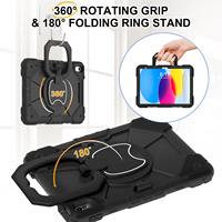 Étui robuste en silicone pour tablette PC avec support rotatif à 360° et dragonne pour iPad A16 11e génération 11 pouces 2025 et iPad 10e génération 10,9 pouces 2022