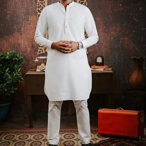 Traje Shalwar Kameez de Verano para Hombre, Diseño Más Reciente de 2026, Hecho en Fábrica, Informal, de Algodón, Mangas Largas, Estampado Sólido para Uso Diario y Eid - Product Image 3