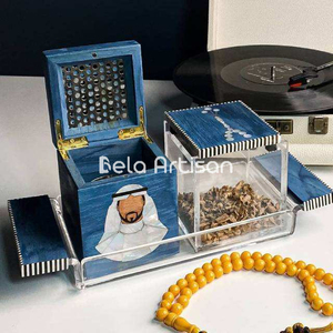 Bela - Juego de Bandejas Decorativas para el Hogar, Hechas a Mano, Ecológicas, de Madera de Mango, con Incienso Indio, Mabkhara, Frascos para Bakhoor, Elegantes Bandejas para Servir - Product Image 2