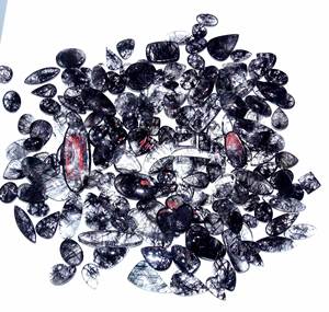 พลอยควอตซ์เจียระไนแบบพลอยสีดำธรรมชาติที่สวยงามอัญมณีควอตซ์หลวมรูปทรงผสมและขนาดขายส่งสำหรับทำเครื่องประดับ - Product Image 3