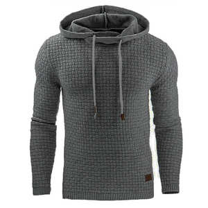Sudadera de Jacquard de gran tamaño para hombre de otoño e invierno, sudadera cómoda de lona de manga larga con capucha, nuevos tamaños de estilo europeo americano sólido - Product Image 6