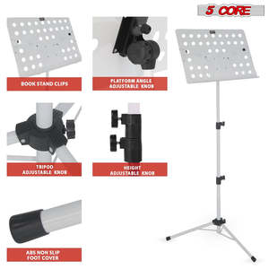 5 Core Music <b>Stand</b> Adjustable <b>Desktop</b> Book <b>Stands</b> Portable Sheet Holder All Metal Foldable Bookstand - Product Image 5