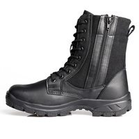 Botte de chaussure de combat noir coupe haute fermeture éclair latérale formation hommes bottes respirantes ultra légères chaussures botte de garde de sécurité