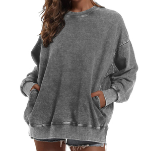 Sudadera de invierno con lavado ácido personalizada de tendencia 2024 para mujer OEM ODM Jersey con capucha logotipo frontal último otoño informal - Product Image 3
