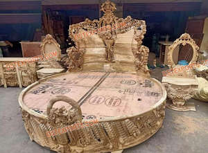 Meubles de chambre à coucher de luxe en bois de teck, style baroque, lit royal, nouvelle arrivée - Product Image 2