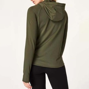 Novedad en sudaderas con capucha de manga larga y cremallera de estilo moderno para mujer, sudaderas con capucha de Punto Lisas informales OEM para mujer con bolsillos - Product Image 2