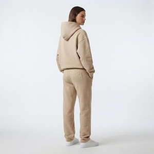 Womens Beige Oversized Hoodie Tracksuit <b>Set</b> Fleece Pullover Sweatshirt <b>Jogger</b> Pants <b>Matching</b> Casual Streetwear Loungewear - Product Image 4