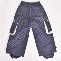 Pantalon de neige noir élégant avec bordure blanche, imprimé, coupe-vent, imperméable, grandes poches cargo, fermetures éclair ventilées, cordon de serrage, coupe ajustée, isolation thermique