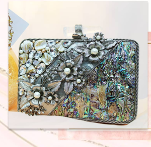 Sac à main d'embrayage moderne élégant de l'artisanat de luxe pour les femmes à la mode mère perle cadre coquille laiton pour les mariages fêtes - Product Image 2