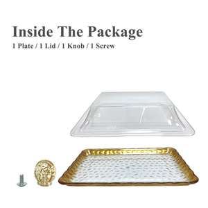 [Holar] Taiwan Made Multifunctional Rectangular Gold Cake Serving <b>Tray</b> with Display Cover Lid - Product Image 3