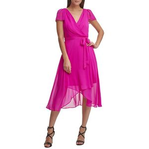 Robe en mousseline de soie effet cache-cœur DKNY pour femme, couleur violet, taille 6 Petite - Style High Street pour le jour et le soir - Product Image 1