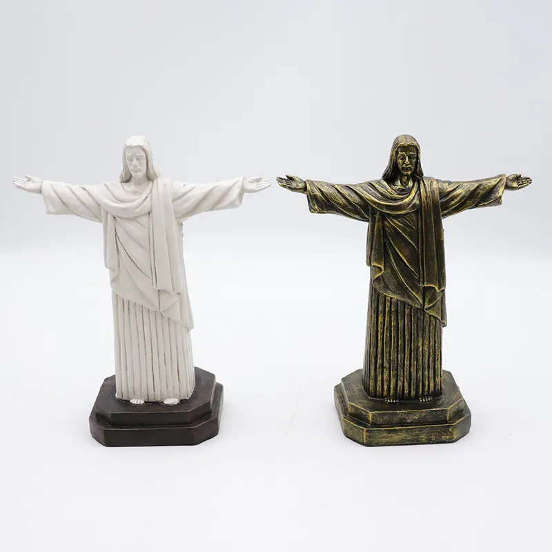 OEM artigianato religioso cattolico decorazione per la casa in miniatura statua all'ingrosso fatta a mano resina gesus scultura figurina