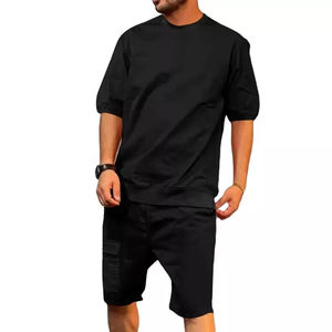 2025 été hommes décontracté Street Wear tenue à manches courtes T-shirt et short imprimé ensemble pour se prélasser et courir - Product Image 6