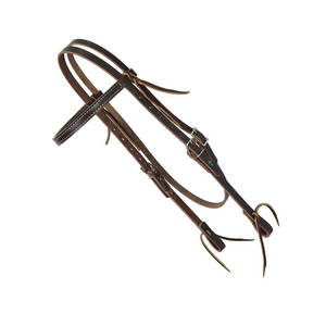 Cabezal de cuero Latigo negro de primera calidad ajustable Western Bridle Headstall Horses Breeches Flexible Tack Gear Heavy Duty - Product Image 5