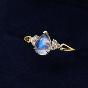 แหวนทองคำสีรุ้งประดับแสงจันทร์14K แหวนหรูหราสลักรูปกระซิบที่ให้ความกระจ่างใสเปล่งประกายสวยงามเปล่งประกายนุ่มนวล - Product Image 4