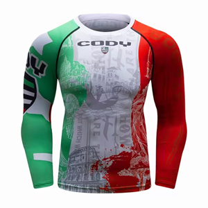 เสื้อแรชการ์ดความยาวสำหรับผู้ชายเสื้อผ้าเล่นกีฬาสำหรับผู้ใหญ่ MMA แบบระบายอากาศออกแบบโลโก้ได้ตามต้องการ - Product Image 5